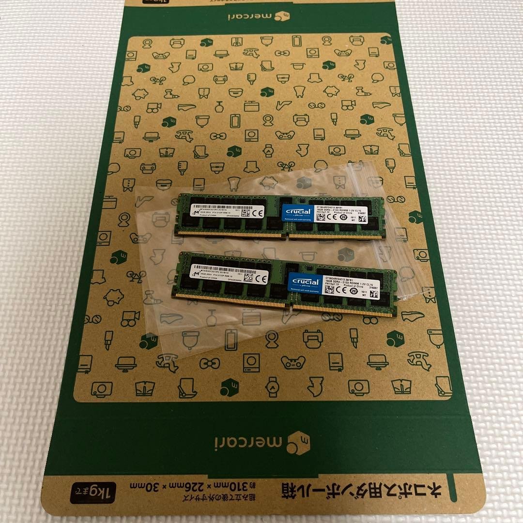 Crucial PC4-2133P 16GB 二枚ecc サーバメモリ