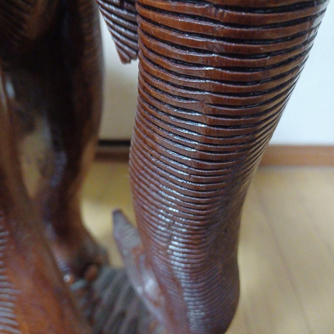 置物 オブジェ インテリア 木彫り 象 木彫 彫刻 工芸品　大きめ