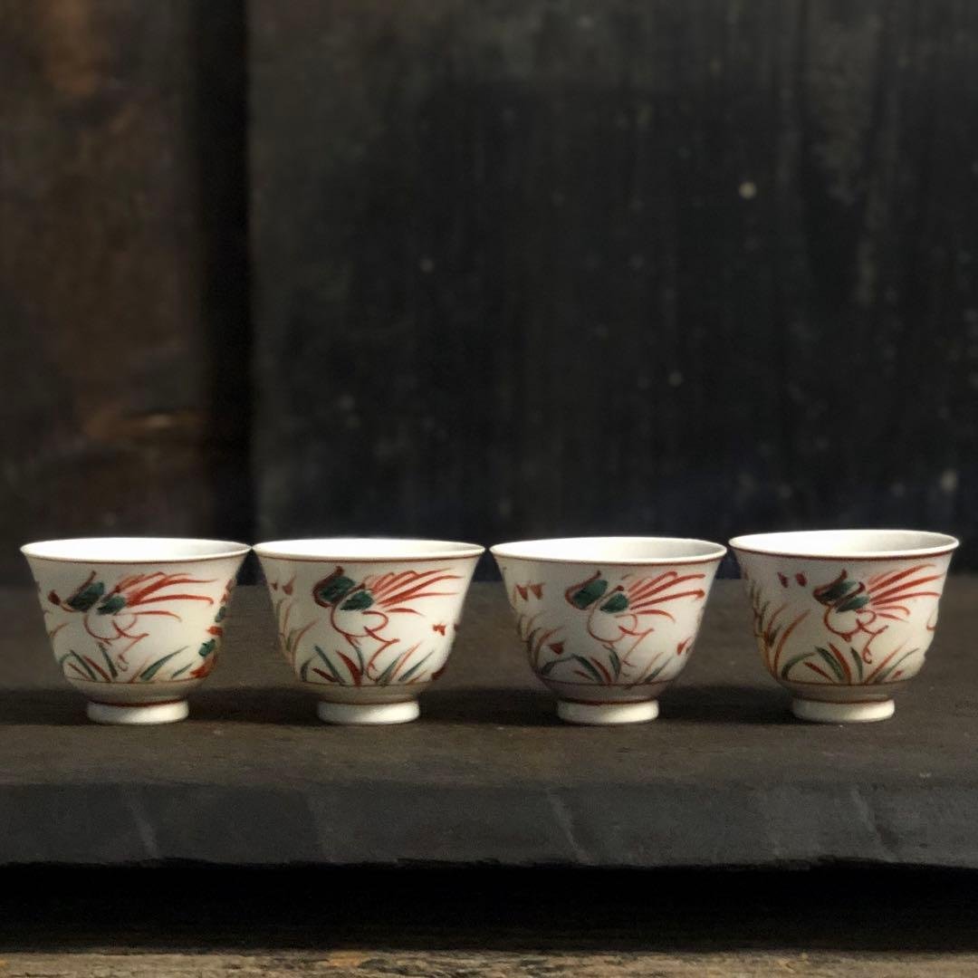 三浦竹泉　赤絵煎茶器セット